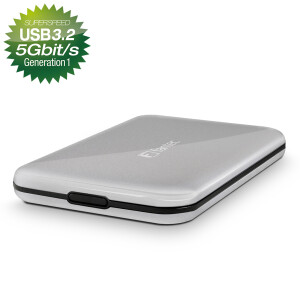 External 2.5" HDD-Enclosure, FANTEC ALU-25U3, USB 3.2, Aluminium, silver