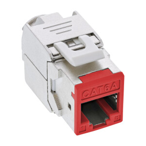 InLine® Keystone RJ45 jack, shielded, Cat.6A, red 8-pack