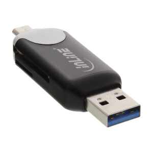 InLine® USB3.0 Dual Cardreader, USB A and Micro-USB 2.0 for SDXC and microSDXC