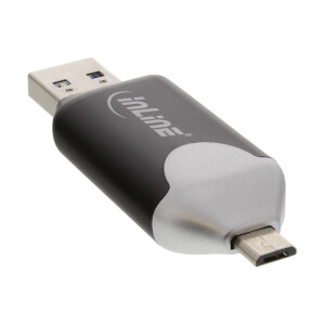 InLine® USB3.0 Dual Cardreader, USB A and Micro-USB 2.0 for SDXC and microSDXC