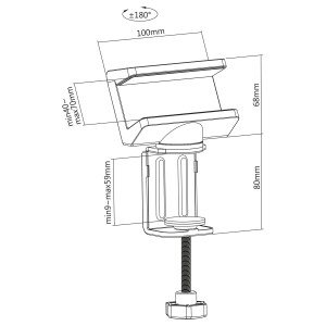 InLine® Table clamp for socket strip, rotatable, screw clamp white