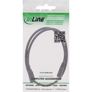 InLine® DC Verlängerungskabel, DC Stecker/Buchse 5,5x2,5mm, AWG 18, schwarz 0,5m