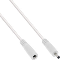 InLine® DC extension cable, DC male/female 3.5x1.35mm, AWG 18, white 0.5m