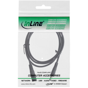 InLine® DC extension cable, DC male/female 5.5x2.1mm, AWG 18, black 2m