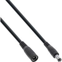 InLine® DC extension cable, DC male/female 5.5x2.1mm, AWG 18, black 2m