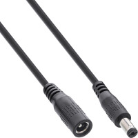 InLine® DC extension cable, DC plug male/female 5.5x2.1mm, AWG 18, black, 1m