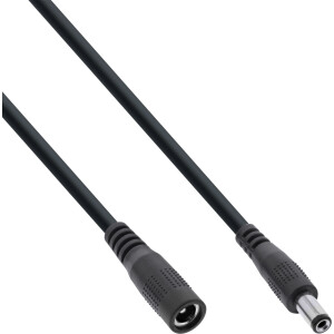 InLine® DC Verlängerungskabel, DC Stecker/Buchse 5,5x2,1mm, AWG 18, schwarz, 5m