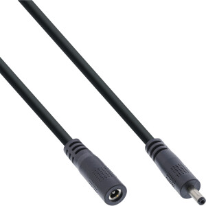 InLine® DC extension cable, DC male/female 3.5x1.35mm, AWG 18, black 5m