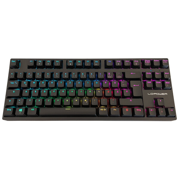 LC-Power LC-KEY-MECH-2-RGB-C-W Mechanische Gaming Tastatur DE, Funk + BT + USB, schwarz