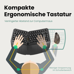 Perixx PERIBOARD-613B DE, Kabellose kompakte ergonomische Tastatur, schwarz