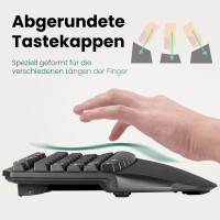 Perixx PERIBOARD-613B DE, Kabellose kompakte ergonomische Tastatur, schwarz