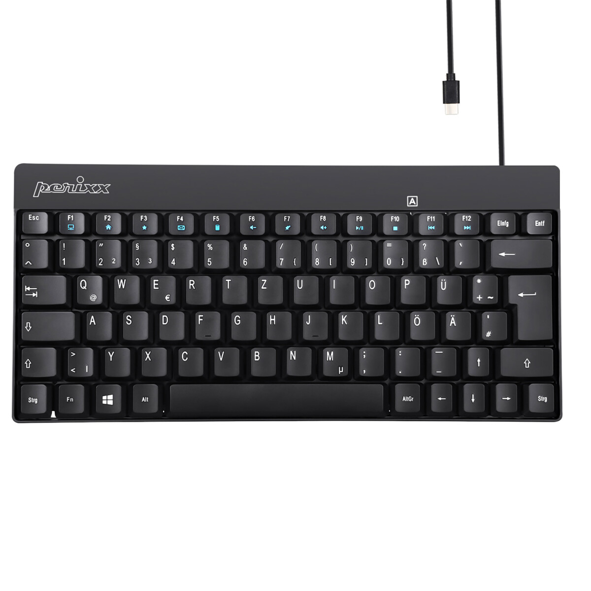 Perixx PERIBOARD-422 DE, Mini USB-C Tastatur...