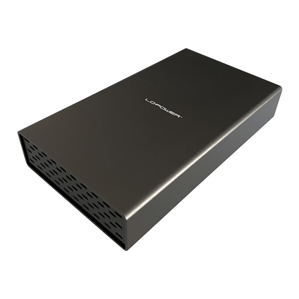 LC-Power LC-35U3-C-HUB, external 3.5" SATA hard drive enclosure with hub, USB-C, aluminium, black