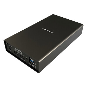 LC-Power LC-35U3-C-HUB, externes 3,5"-SATA-Festplattengehäuse mit Hub, USB-C, Alu, schwarz