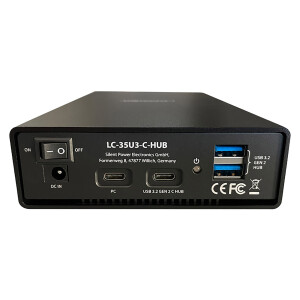 LC-Power LC-35U3-C-HUB, externes 3,5"-SATA-Festplattengehäuse mit Hub, USB-C, Alu, schwarz