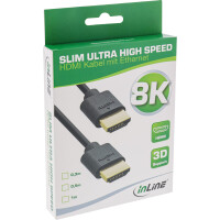 InLine® Slim Ultra High Speed HDMI Kabel, 8K4K, Stecker / Stecker, 0,3m