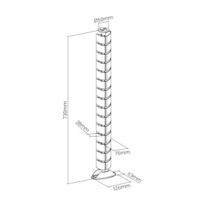 InLine® Cable duct flexible, vertical for tables, 2 chambers, 0.80m white