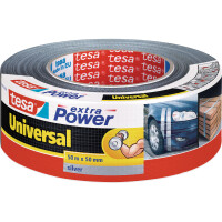 tesa extra power universal, 50m x 50mm, gewebeverstärktes Folienband, silber