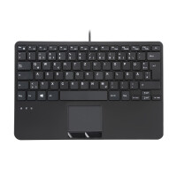 Perixx PERIBOARD-525 DE B, Mini USB keyboard with touchpad, black