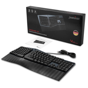 Perixx PERIBOARD-535 DE BL, ergonomic mechanical USB keyboard (blue switches)