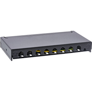 InLine® Patch panel Cat.6A 0.5U 8-port, table/wall/rail, black, dust protection