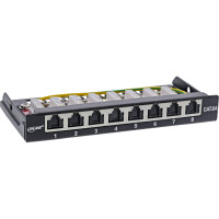 InLine® Patch panel Cat.6A 0.5U 8-port, table/wall/rail, black, dust protection