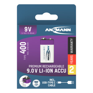 ANSMANN 1315-0005 Li-Ion Akku 9V E-Block Typ 400