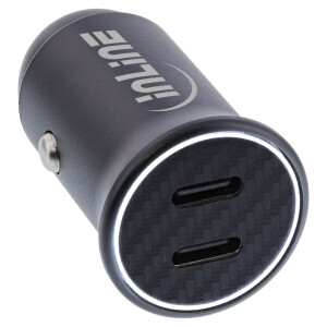 InLine® USB car power adapter power delivery, 2x USB-C, black