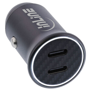 InLine® USB KFZ Stromadapter Power Delivery, 2x USB-C, schwarz