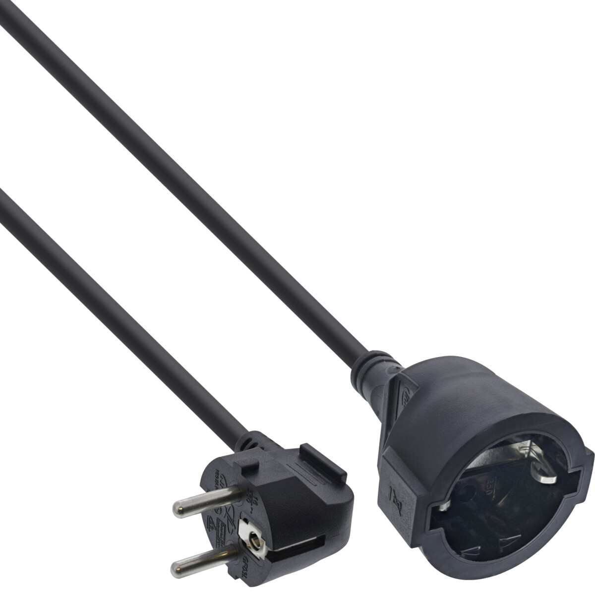 InLine® Power Extension Cable Type F angled, black, 2m