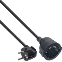 InLine® Strom-Verlängerung Schutzkontakt Stecker gewinkelt / Buchse, schwarz, 2m