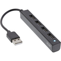 InLine® USB 2.0 4-Port Hub, USB-A male to 4x USB-A female, cable 15cm