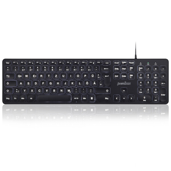 Perixx PERIBOARD-331 DE B, keyboard, USB wired, backlight, black