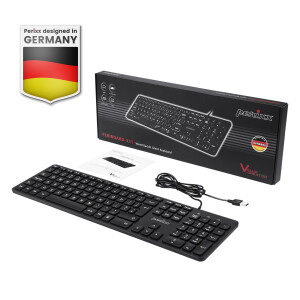 Perixx PERIBOARD-331 DE B, keyboard, USB wired, backlight, black