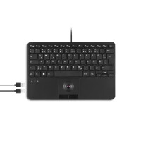 Perixx PERIBOARD-526 H DE, wired mini USB keyboard, trackball, USB hub