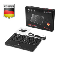 Perixx PERIBOARD-526 H DE, wired mini USB keyboard, trackball, USB hub