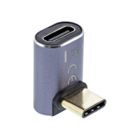 InLine® USB4 Adapter, USB-C male/female top/bottom angled, aluminium, grey