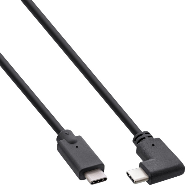 InLine® USB 3.2 Gen.2 cable, USB-C male/male angled, black, 0.5m