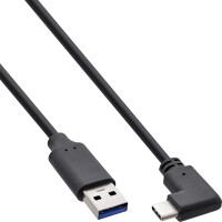 InLine® USB 3.2 cable, USB-C male angled to USB-A male, black, 0.5m