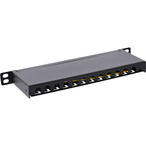 InLine® Patch panel 10" Cat.6A 0.5U 12-port black RAL9005