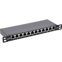 InLine® Patch panel 10" Cat.6A 0.5U 12-port black RAL9005