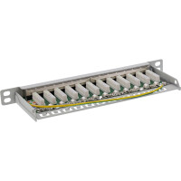 InLine® Patchfeld Cat.6A 12-fach 10" 0,5HE  lichtgrau, RAL7035