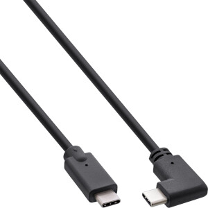 InLine® USB 3.2 Gen.2 cable, USB-C male/male angled, black, 0.3m