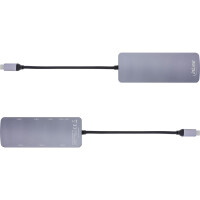 InLine® USB 3.2 Gen.2 Hub, 4x USB-C + 3x USB-A, PD 100W, Aluminium, grau