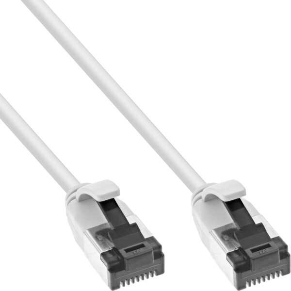 InLine® Patch cable slim, U/FTP, Cat.8.1, TPE halogen-free, white 0.25m