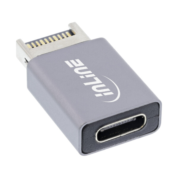 InLine® USB 3.2 Adapter, intern USB-E Frontpanel Stecker zu USB-C Buchse