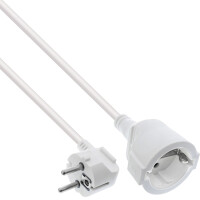 InLine® Strom-Verlängerung Schutzkontakt Stecker gewinkelt / Buchse, weiß, 20m