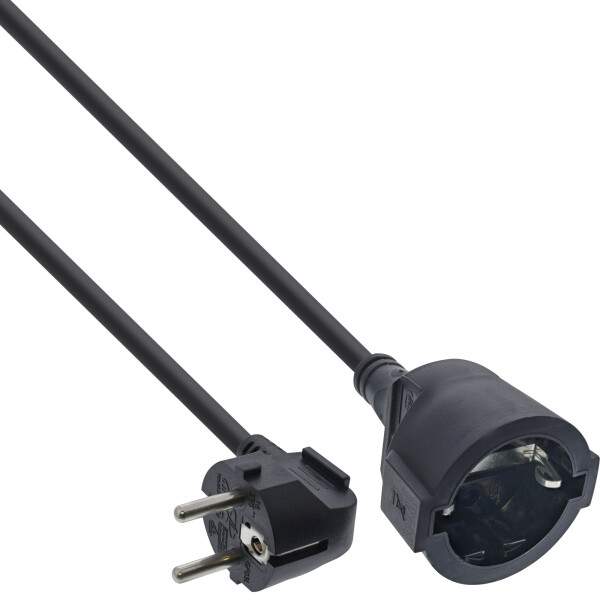 InLine® Power Extension Cable Type F angled, black, 15m