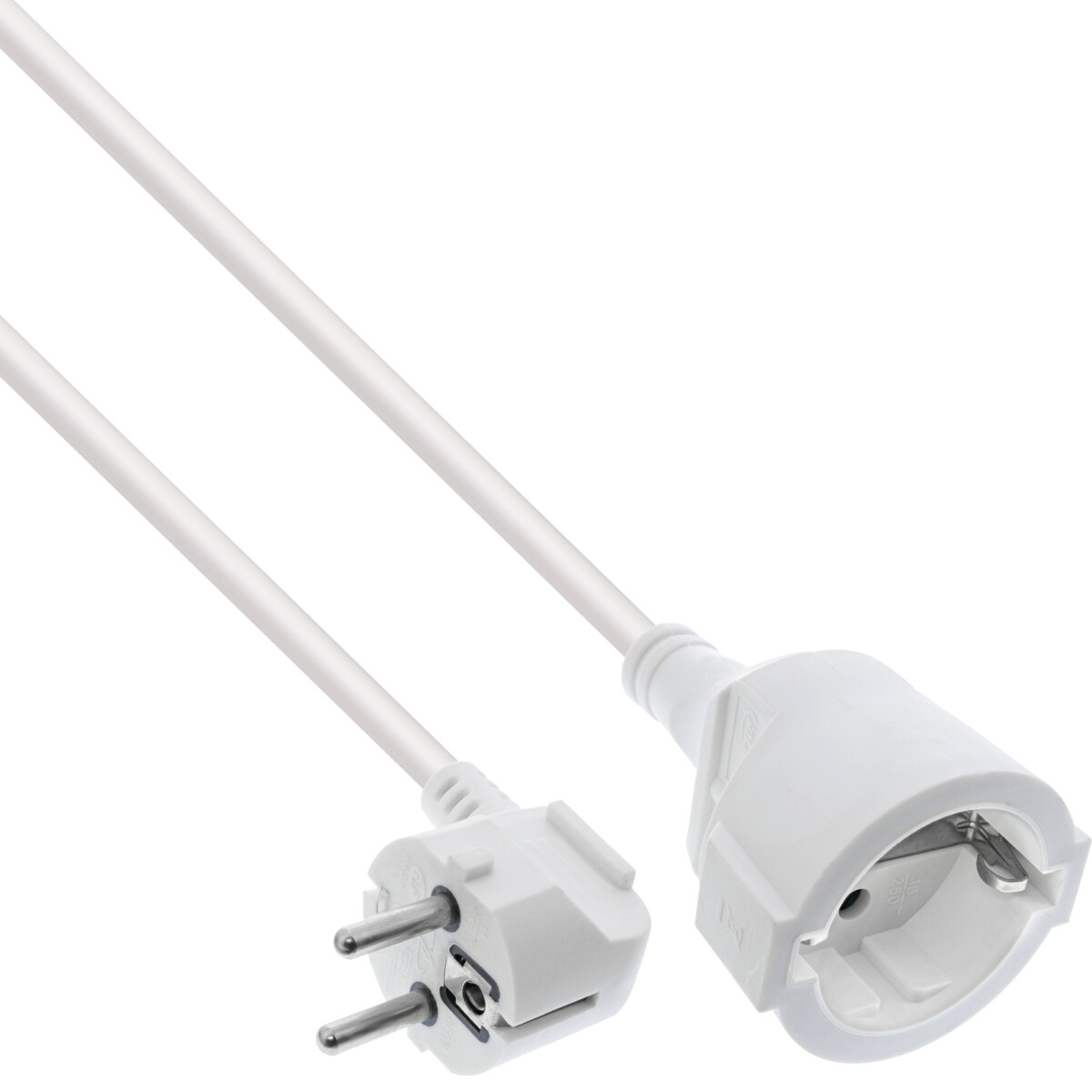 InLine® Power Extension Cable Type F angled, white, 5m