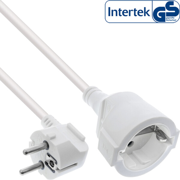 InLine® Power Extension Cable Type F angled, white, 5m